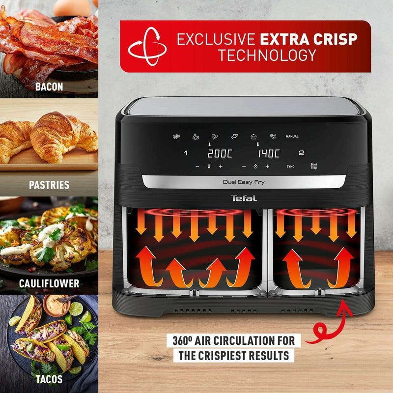 Easy Fry Dual Zone Digital Air Fryer, 2 Drawers, 8.3L Air Fryer Easy Fry Dual Zone Digital Air Fryer, 2 Drawers, 8.3L Easy Fry Dual Zone Digital Air Fryer, 2 Drawers, 8.3L Tefal