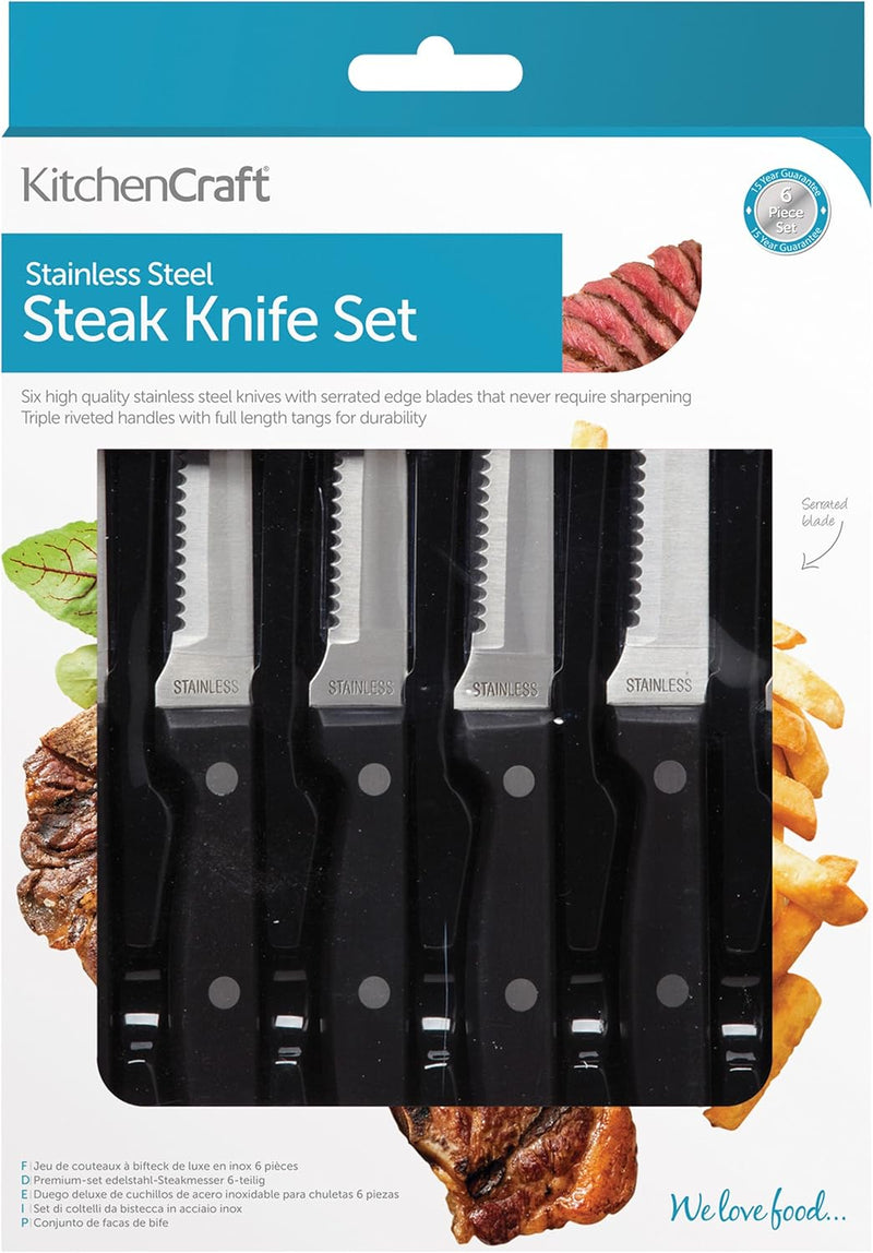 Deluxe 6 Piece Steak Set knives set Deluxe 6 Piece Steak Set Deluxe 6 Piece Steak Set KitchenCraft