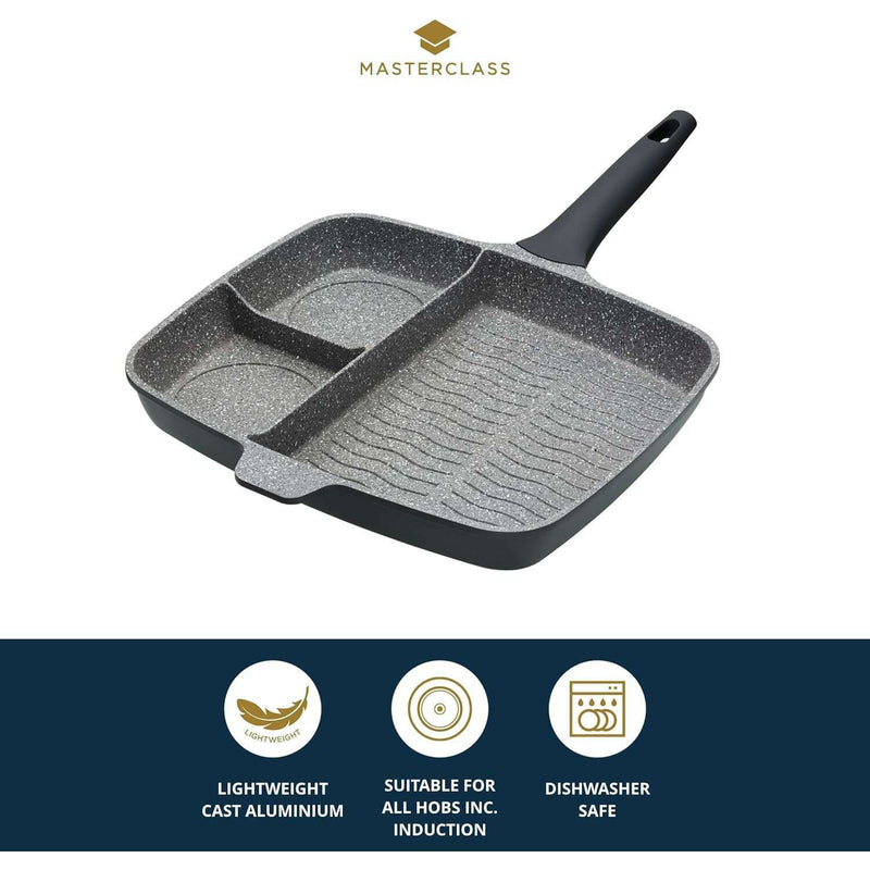 MasterClass Cast Aluminium Three Section Grill Pan Griddles & Grill Pans MasterClass Cast Aluminium Three Section Grill Pan MasterClass Cast Aluminium Three Section Grill Pan KitchenCraft