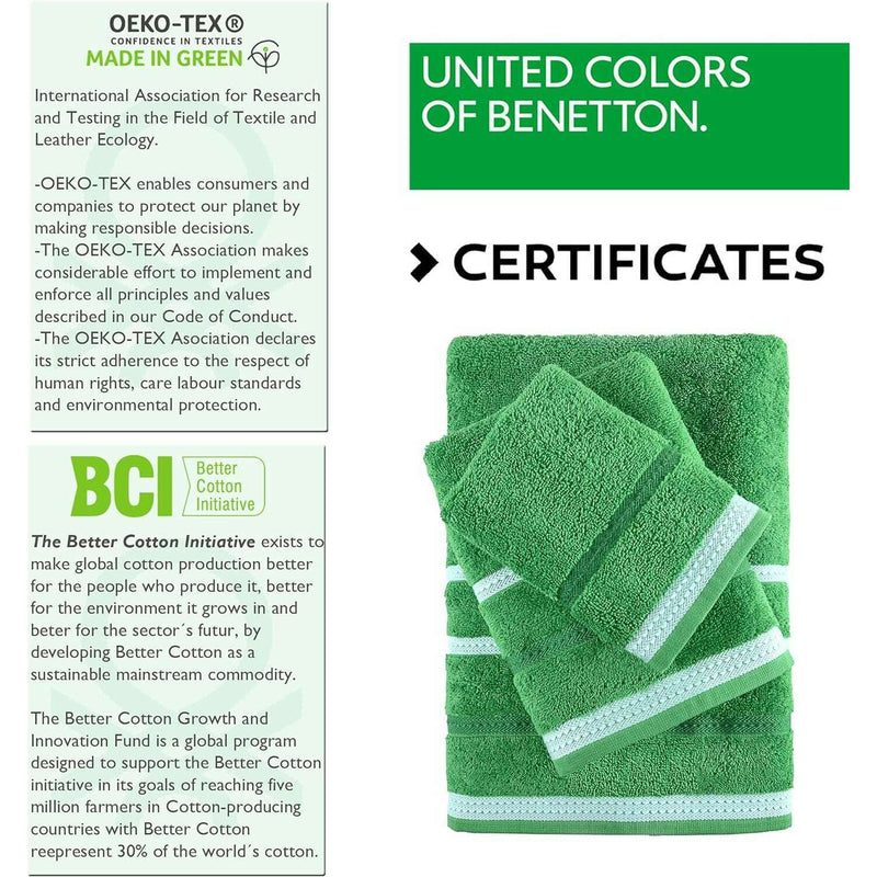 Green, Set of 3 Bath Towels 450GSM Bathroom Towels Green, Set of 3 Bath Towels 450GSM Green, Set of 3 Bath Towels 450GSM United Colors of Benetton