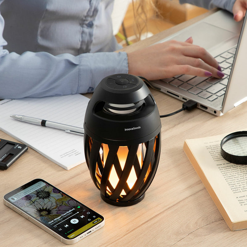 Wireless Speaker with Flame Effect LED Spekkle light Wireless Speaker with Flame Effect LED Spekkle Wireless Speaker with Flame Effect LED Spekkle InnovaGoods