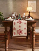 Red Snowflake Linen Table Runner Christmas decoration Red Snowflake Linen Table Runner Red Snowflake Linen Table Runner Dream G Store