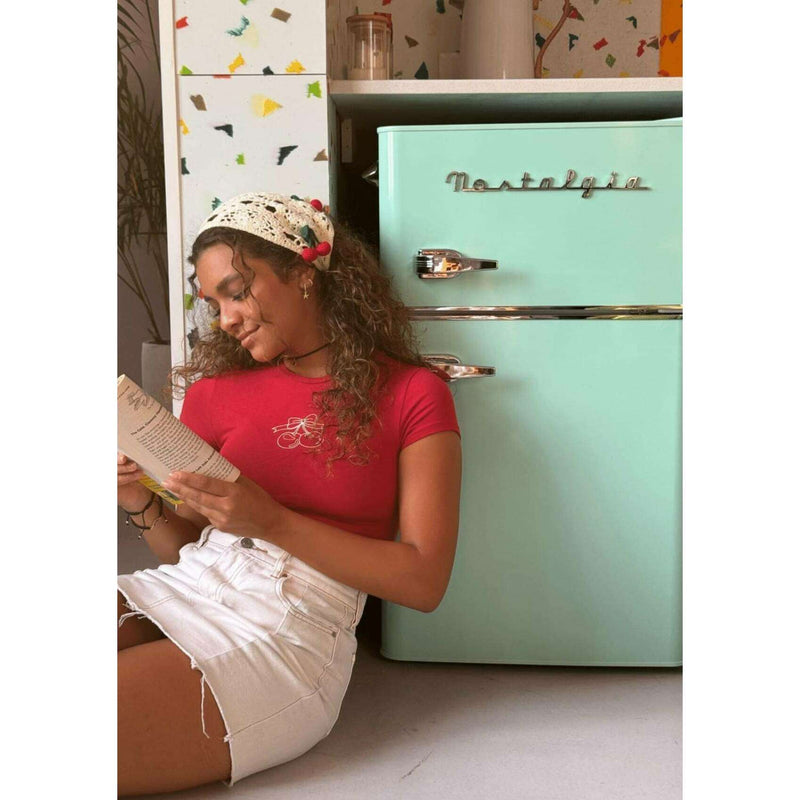 Two Door Retro Mini Fridge-Freezer, Tiffany Blue Wine Cooler Two Door Retro Mini Fridge-Freezer, Tiffany Blue Two Door Retro Mini Fridge-Freezer, Tiffany Blue Nostalgia