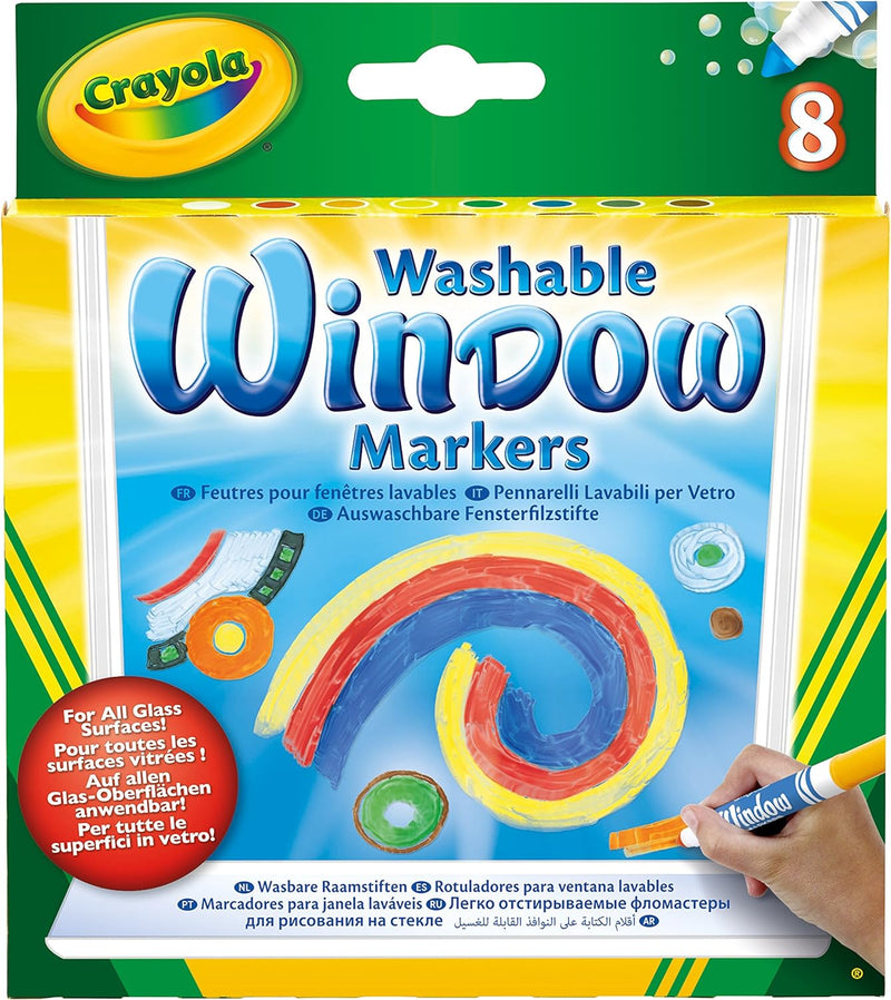 8 Washable Window Markers, Works On Glass Surfaces Art & Crafts 8 Washable Window Markers, Works On Glass Surfaces 8 Washable Window Markers, Works On Glass Surfaces Crayola