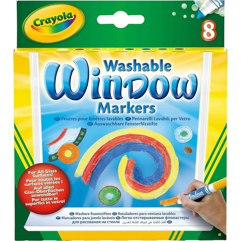 8 Washable Window Markers, Works On Glass Surfaces Art & Crafts 8 Washable Window Markers, Works On Glass Surfaces 8 Washable Window Markers, Works On Glass Surfaces Crayola