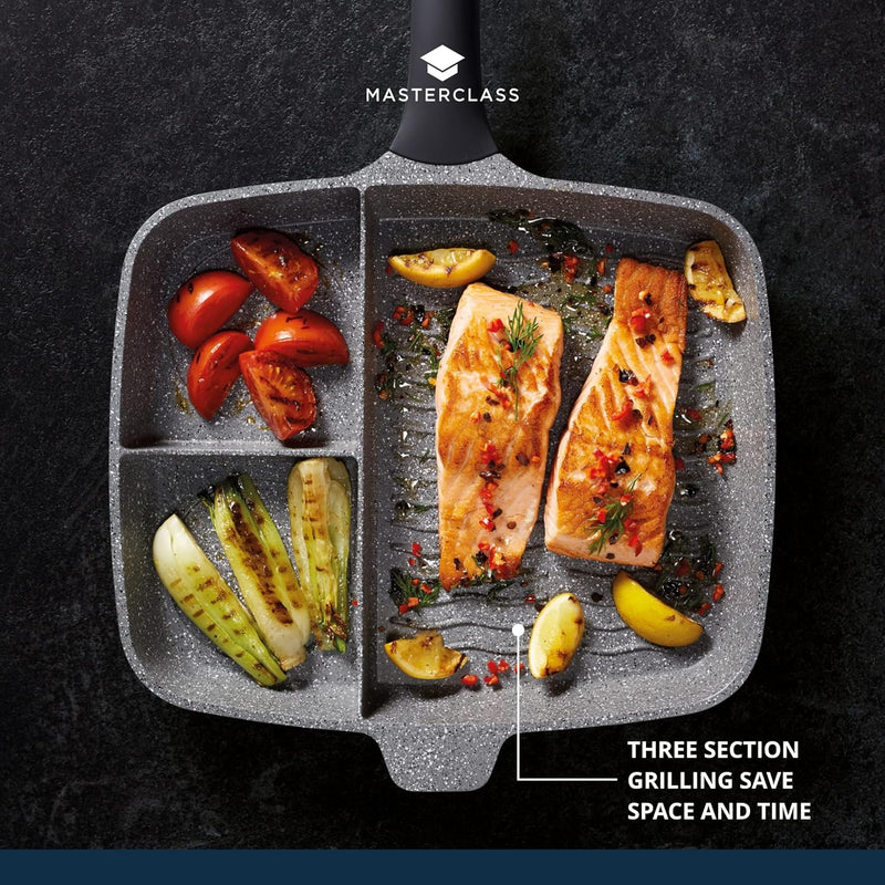 MasterClass Cast Aluminium Three Section Grill Pan Griddles & Grill Pans MasterClass Cast Aluminium Three Section Grill Pan MasterClass Cast Aluminium Three Section Grill Pan KitchenCraft