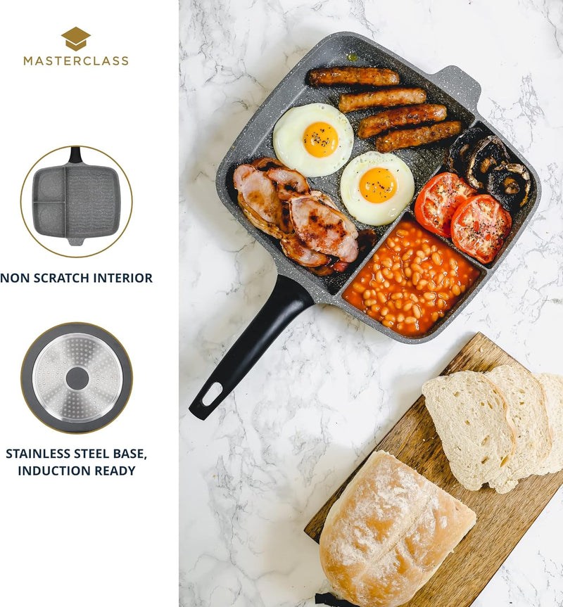 MasterClass Cast Aluminium Three Section Grill Pan Griddles & Grill Pans MasterClass Cast Aluminium Three Section Grill Pan MasterClass Cast Aluminium Three Section Grill Pan KitchenCraft