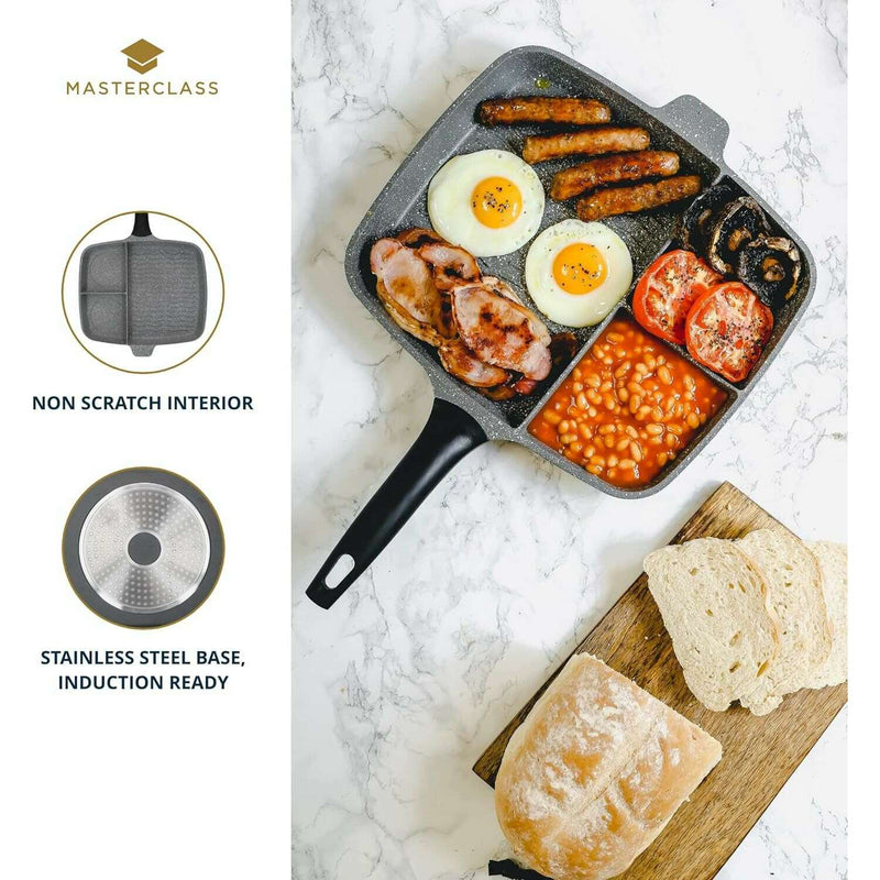 MasterClass Cast Aluminium Three Section Grill Pan Griddles & Grill Pans MasterClass Cast Aluminium Three Section Grill Pan MasterClass Cast Aluminium Three Section Grill Pan KitchenCraft