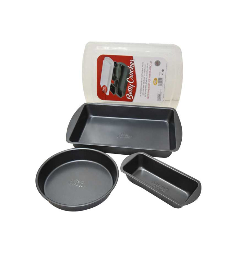 Bakeware - 3 Pieces Set + 1 Lid Bakeware Bakeware - 3 Pieces Set + 1 Lid Bakeware - 3 Pieces Set + 1 Lid Betty Crocker