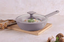 24cm Deep Fry Pan With Lid, Taupe
