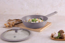 24cm Deep Fry Pan With Lid, Taupe