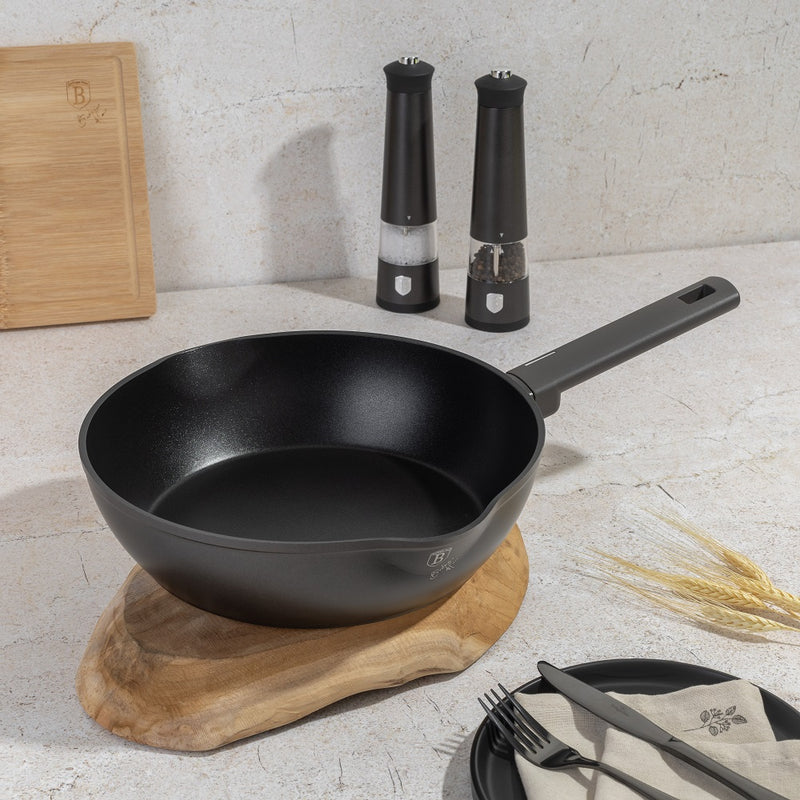 28cm Deep Fry Pan With 2 Mouth, Antracite