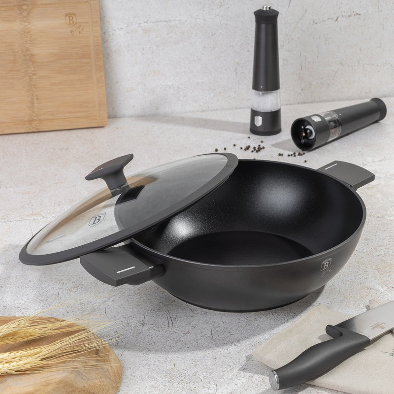 30cm Wok With Lid, Anthracite