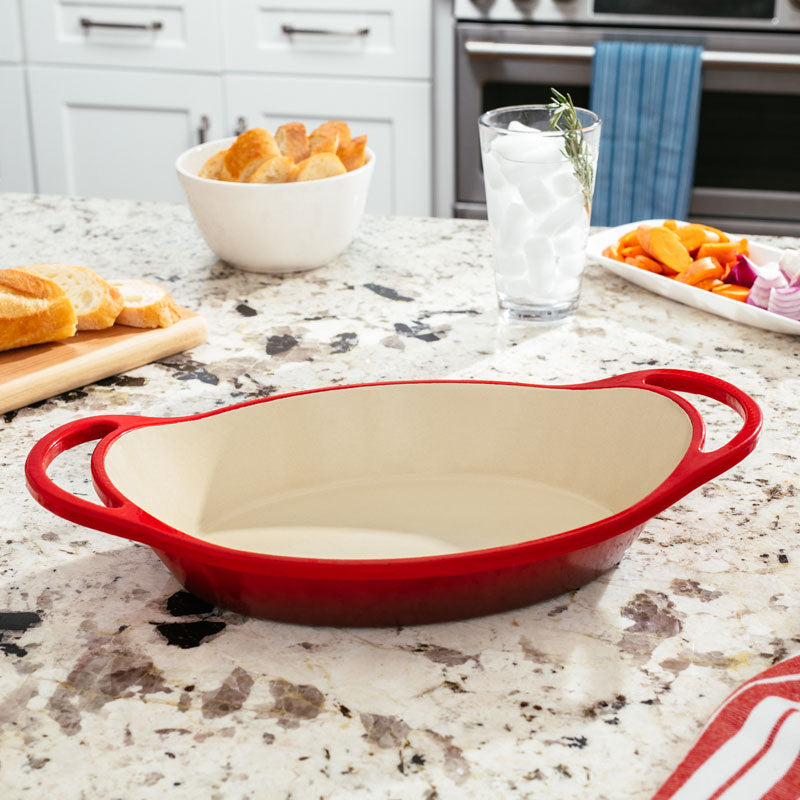 1.9L Oval Red Essential Enamel Cast Iron Casserole