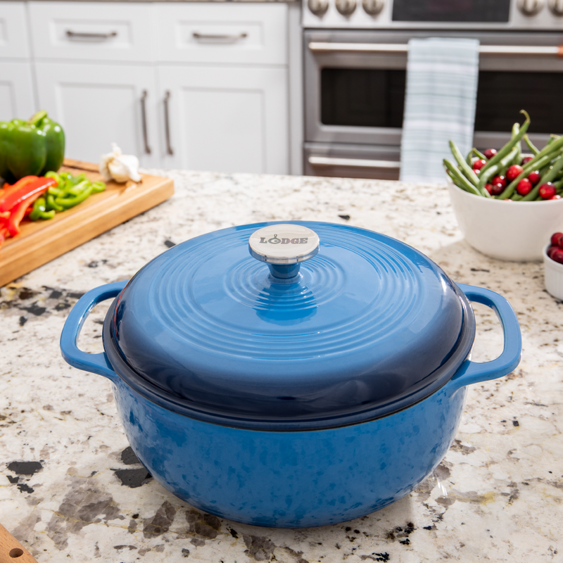 5.5L Blue Essential Enamel Cast Iron Dutch Oven Dutch Ovens 5.5L Blue Essential Enamel Cast Iron Dutch Oven 5.5L Blue Essential Enamel Cast Iron Dutch Oven Lodge