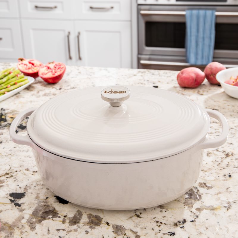 6.5L Oval Oyster Essential Enamel Cast Iron Dutch Oven Dutch Ovens 6.5L Oval Oyster Essential Enamel Cast Iron Dutch Oven 6.5L Oval Oyster Essential Enamel Cast Iron Dutch Oven Lodge