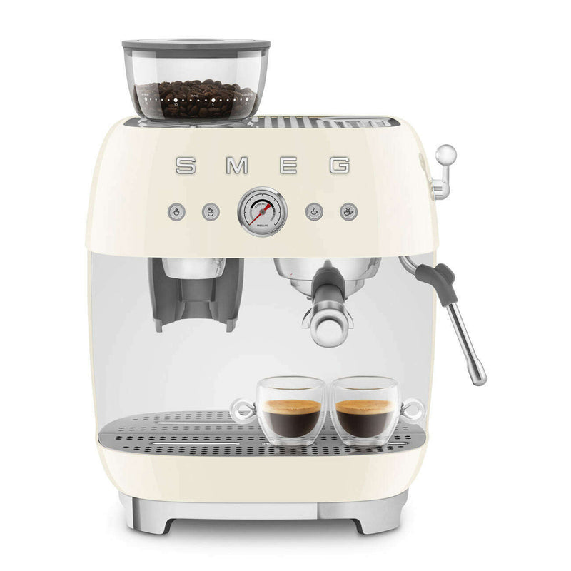 50's Style - Espresso Manual Coffee Machine With Grinder Cream Coffee Makers & Espresso Machines 50's Style - Espresso Manual Coffee Machine With Grinder Cream 50's Style - Espresso Manual Coffee Machine With Grinder Cream Smeg