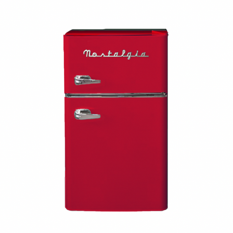 Two Door Retro Mini Fridge-Freezer, Red Wine Cooler Two Door Retro Mini Fridge-Freezer, Red Two Door Retro Mini Fridge-Freezer, Red Nostalgia