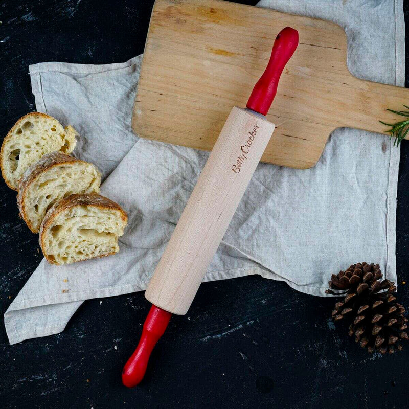 Wooden Rolling Pin 39cm, Beige& Red  Wooden Rolling Pin 39cm, Beige& Red Wooden Rolling Pin 39cm, Beige& Red Betty Crocker