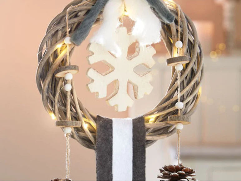 Battery LED Stand Snowflake With Pine Cones Christmas Decoration Battery LED Stand Snowflake With Pine Cones Battery LED Stand Snowflake With Pine Cones Melinera