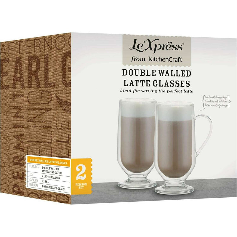 LeXpress Double Walled Latte Glasses Glass jars LeXpress Double Walled Latte Glasses LeXpress Double Walled Latte Glasses KitchenCraft