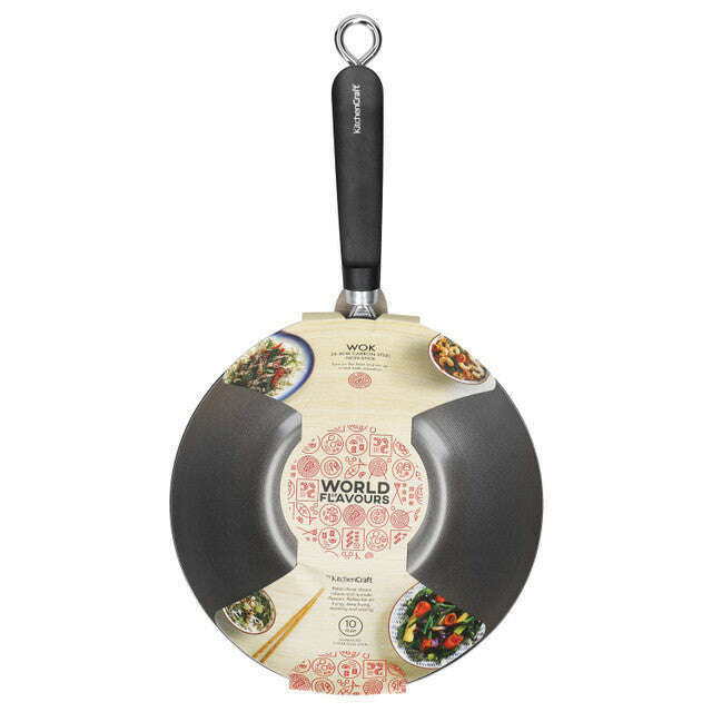 World of Flavours Oriental Carbon Steel Non-Stick Wok, 26.5cm Wok Pan World of Flavours Oriental Carbon Steel Non-Stick Wok, 26.5cm World of Flavours Oriental Carbon Steel Non-Stick Wok, 26.5cm KitchenCraft