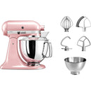 The German Outlet, KitchenAid, 4.8L Artisan Stand Mixer,  Silk Pink + Poring Shield & Extra Bowl