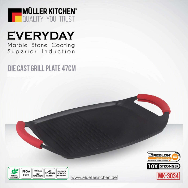 Die-Cast Aluminum Grill Plate – 47cm Griddles & Grill Pans Die-Cast Aluminum Grill Plate – 47cm Die-Cast Aluminum Grill Plate – 47cm Muller Koch