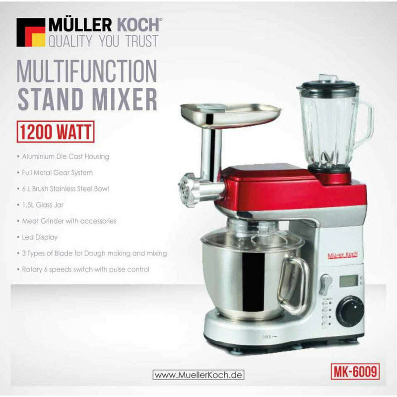 6L Die-Cast Aluminum Multifunctional Stand Mixer – 1200W Stand Mixer 6L Die-Cast Aluminum Multifunctional Stand Mixer – 1200W 6L Die-Cast Aluminum Multifunctional Stand Mixer – 1200W Muller Koch