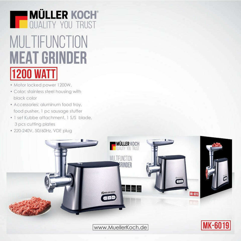 Stainless Steel Meat Grinder – 1200W meat mincers Stainless Steel Meat Grinder – 1200W Stainless Steel Meat Grinder – 1200W Muller Koch