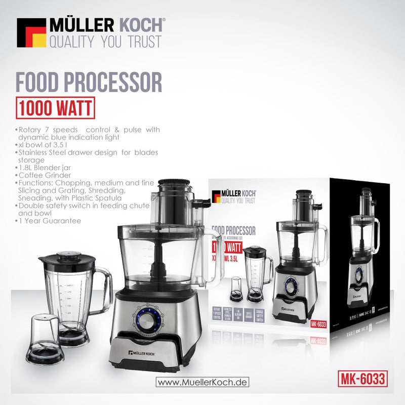 Multifunctional Food Processor – 1000W – 3.5L food processor Multifunctional Food Processor – 1000W – 3.5L Multifunctional Food Processor – 1000W – 3.5L Muller Koch