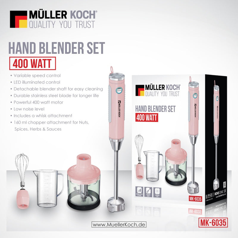 Hand Blender Set 4×1 – 400W  Hand Blender Set 4×1 – 400W Hand Blender Set 4×1 – 400W The German Outlet