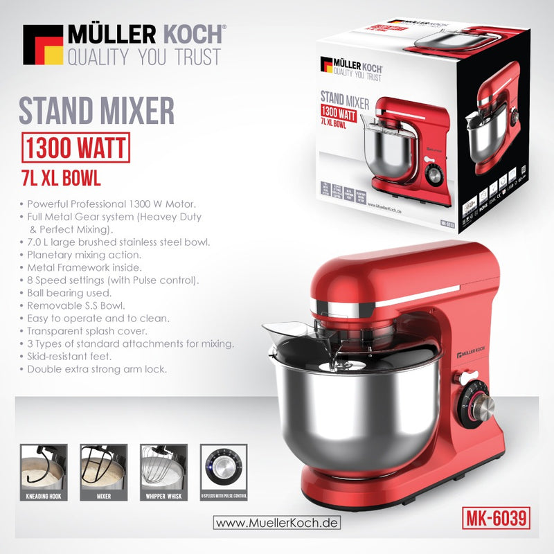 7L Stand Mixer – 1300W  7L Stand Mixer – 1300W 7L Stand Mixer – 1300W Muller Koch