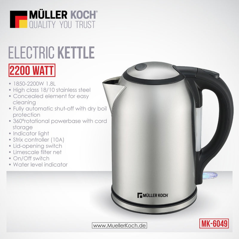 Electric Kettle Pot INOX – 2200W Electric Kettles Electric Kettle Pot INOX – 2200W Electric Kettle Pot INOX – 2200W Muller Koch