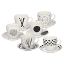 The German Outlet, Tognana, Metropol Graphic Pack of 6 Tea Cups with Plate