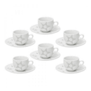 The German Outlet, Tognana, Olimpia Etoile Silver Set of 6 coffee cups with saucer