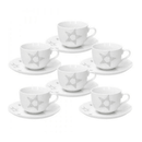 The German Outlet, Tognana, Olimpia Etoile Silver Tea Cup & Saucer Set of 6 pcs