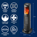 PTC Tower Fan Heater LED Flame 2000W Heaters PTC Tower Fan Heater LED Flame 2000W PTC Tower Fan Heater LED Flame 2000W Beper