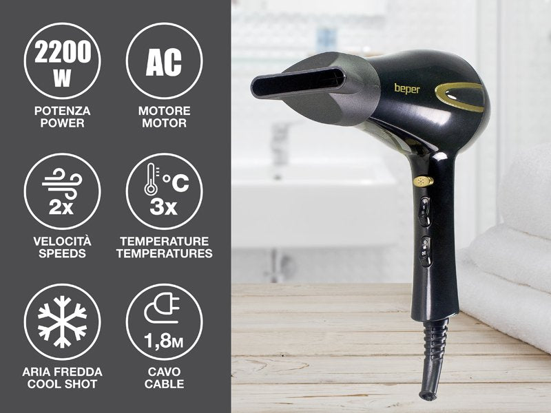 Hair dryer with professional 2200W AC motor Hair Dryers Hair dryer with professional 2200W AC motor Hair dryer with professional 2200W AC motor Beper