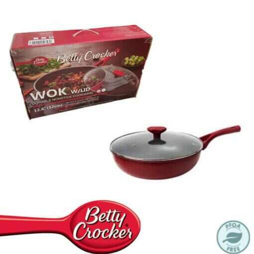 Wok With Lid, Red Wok Pan Wok With Lid, Red Wok With Lid, Red Betty Crocker