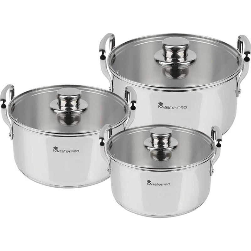 Set of 6 Pieces, cookware Stainless Steel Smart Cooking set Set of 6 Pieces, cookware Stainless Steel Smart Set of 6 Pieces, cookware Stainless Steel Smart MasterPro