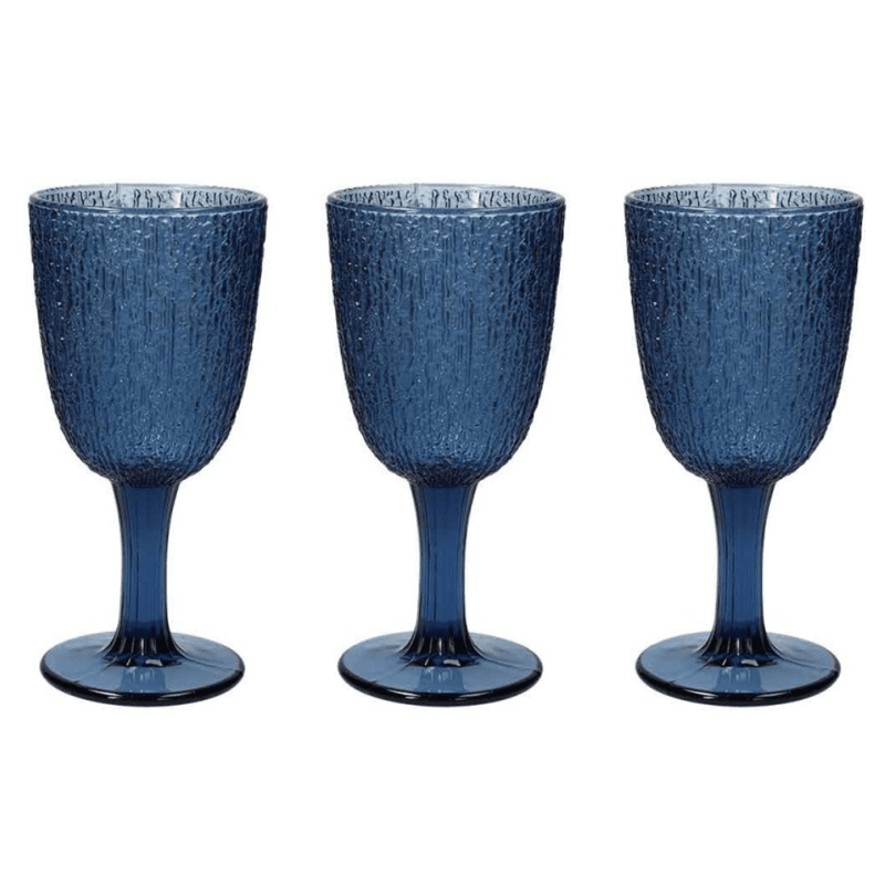 Set of 3 Goblets - Blue Glass cups Set of 3 Goblets - Blue Set of 3 Goblets - Blue Tognana