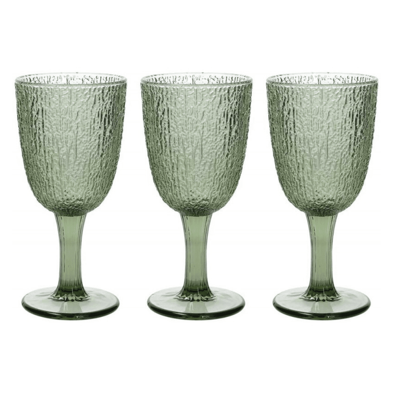 Set Of 3 Goblets - Green Glass cups Set Of 3 Goblets - Green Set Of 3 Goblets - Green Tognana