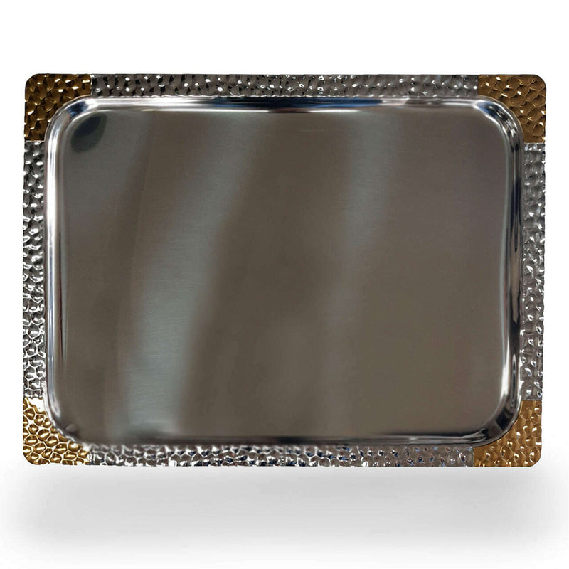 Rectangular Tray - Stainless Steel with Gold Design The Chefs Warehouse By MG Rectangular Tray - Stainless Steel with Gold Design Rectangular Tray - Stainless Steel with Gold Design The Chefs Warehouse By MG