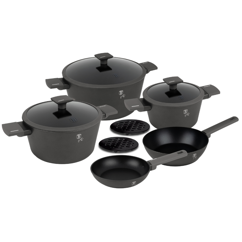 10 Pcs Kitchen Cookware Set, Anthracite