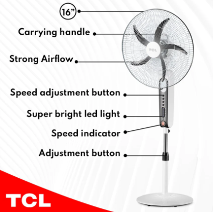 Rechargeable Stand Fan 16" With Remote Control Fan Rechargeable Stand Fan 16" With Remote Control Rechargeable Stand Fan 16" With Remote Control TCL