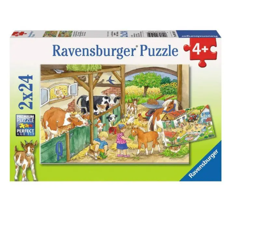 2x 24 Pieces Puzzle, A Day At The Farm puzzle Kids 2x 24 Pieces Puzzle, A Day At The Farm 2x 24 Pieces Puzzle, A Day At The Farm Ravensburger