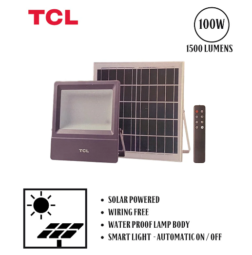 Solar Flood Light T102 100W 6500K Time Dim + Remote light Solar Flood Light T102 100W 6500K Time Dim + Remote Solar Flood Light T102 100W 6500K Time Dim + Remote TCL