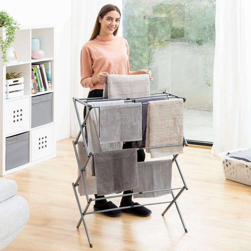 Folding and Extendable Metal Clothes Dryer with 3 Levels laundry Folding and Extendable Metal Clothes Dryer with 3 Levels Folding and Extendable Metal Clothes Dryer with 3 Levels InnovaGoods