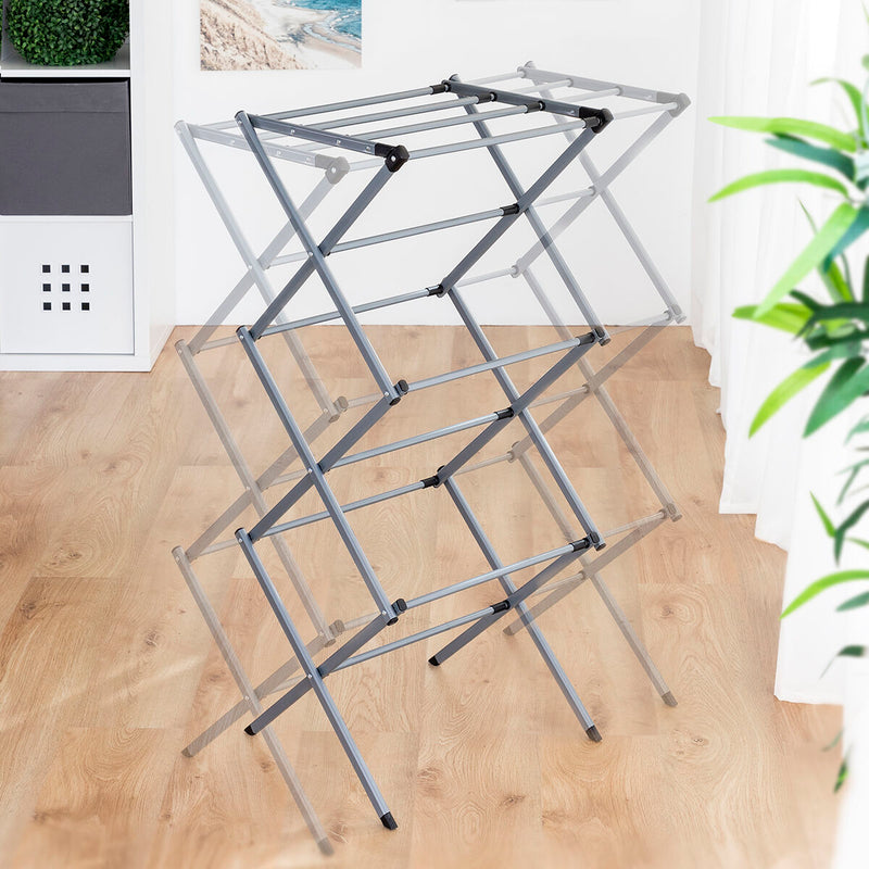 Folding and Extendable Metal Clothes Dryer with 3 Levels laundry Folding and Extendable Metal Clothes Dryer with 3 Levels Folding and Extendable Metal Clothes Dryer with 3 Levels InnovaGoods